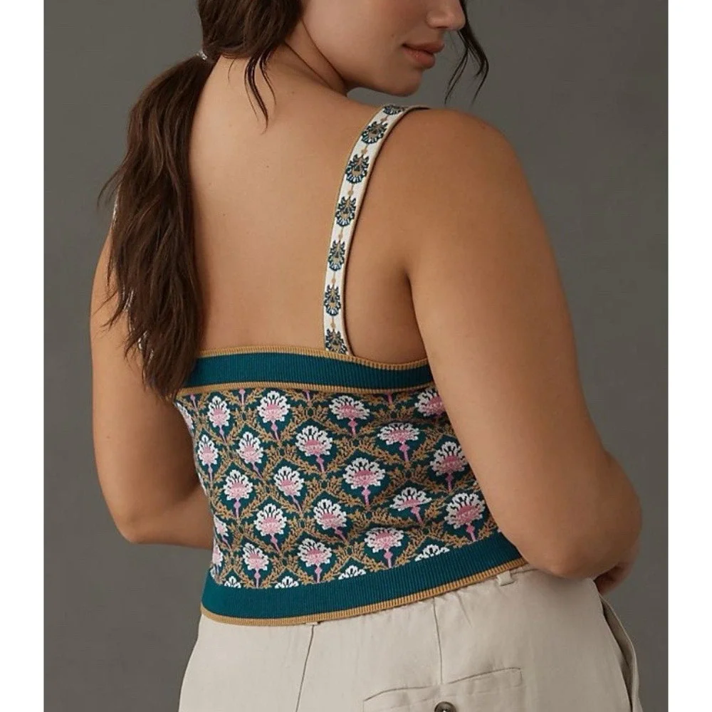 Anthropologie Maeve Square Neck Crop Sweater Tank Size XL Boho Sleeveless - Picture 2 of 11